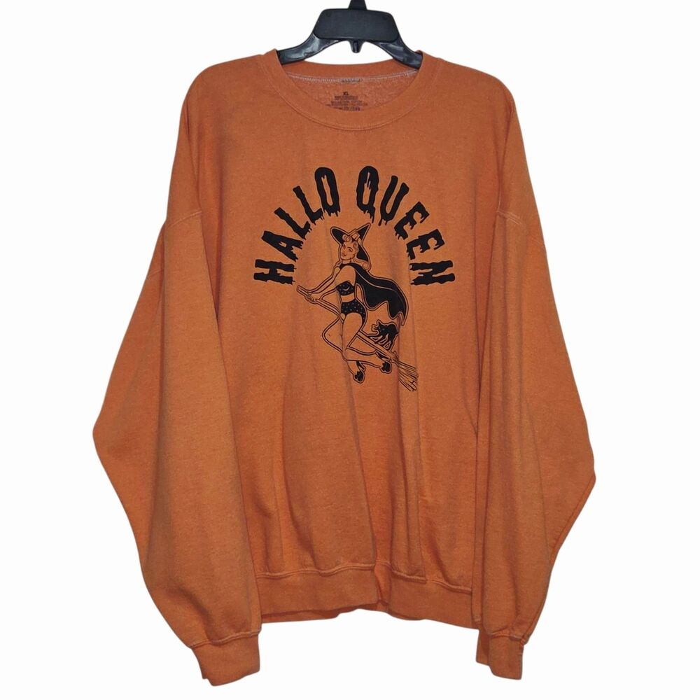 Creamy Orange Hallow‎ Queen Oversized Crew Neck Halloween Sweatshirt Size XL